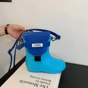 Sac bandoulière en forme de botte de pluie bleue, sac à main de mode fantaisie originale.