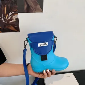 Sac bandoulière femme forme botte de pluie créatif mignon nouveauté mode sac bleu