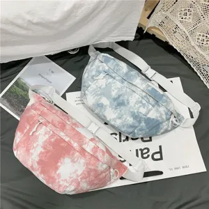 Borsa a tracolla in tela tie-dye moda casual streetwear borsa a spalla grande capacità