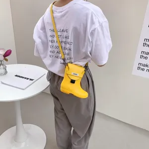Joli sac à bandoulière créatif en forme de botte jaune pour femme, petit sac tendance.