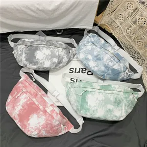 Borsa a tracolla in tela tie-dye casual, grande capacità elegante borsa da petto.