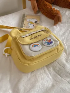 Süße japanische Vintage gelbe Bärenohr Umhängetasche für Studenten und Mädchen, süßer Stil.