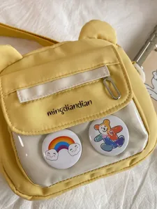 Niedliche japanische Vintage Bärenform Umhängetasche für Studentinnen gelbe Tasche