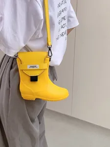 Sac bandoulière créatif en forme de botte de pluie jaune, sac à main nouveauté amusant.
