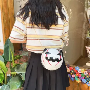 Novelty Halloween pumpkin devil round cross-body bag with chain strap for women fashion style