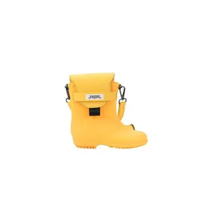 Joli sac bandoulière pour femme en forme de botte de pluie, sac jaune créatif avec lanière.