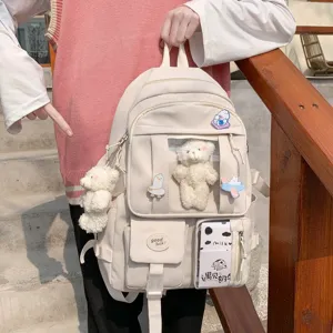 Χαριτωμένο ιαπωνικό διαφανές σακίδιο πλάτης για κορίτσια σχολική τσάντα kawaii με αρκουδάκι