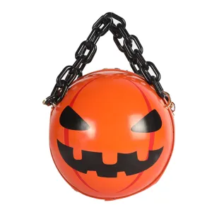 Halloween pumpkin crossbody bag with black chain, funny acrylic handle shoulder bag for women.