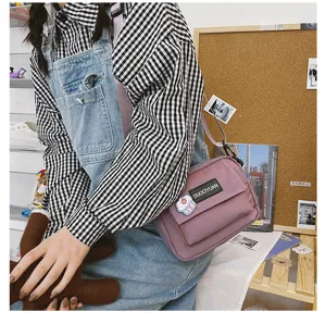 Bolso cruzado de lona estilo Harajuku japonés para mujer, bolso de hombro estudiantil.