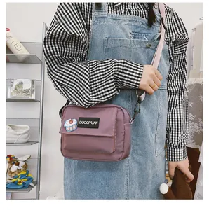 Bolso Bandolera de Lona Morada Bolso de Hombro Casual y Lindo para Mujeres Jóvenes