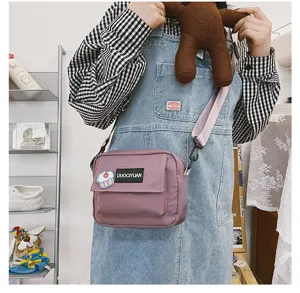 Bolso cruzado morado estilo Harajuku para mujer, bonito bolso de hombro informal.