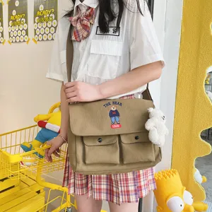 Koreantiko vintage tsanta omou apo kamba me kentyto arkoudaki gia mathites kai foithtes