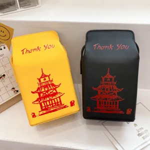 Borsa a tracolla in pelle PU con stampa pagoda cinese creativa per donna moda quotidiana