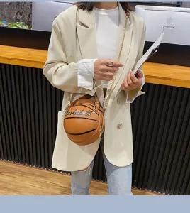 Modische kreative Basketball Form PU Leder Umhängetasche Damen Handtasche für den Alltag