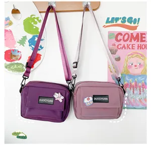 Bolso bandolera de lona estilo Harajuku japonés para mujer, bolso cruzado pequeño y bonito con bolsillo.