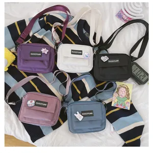 Bolso cruzado de lona informal estilo Harajuku japonés para mujer, bolso bonito.