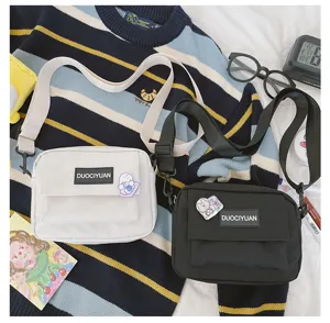 Bolso bandolera informal de lona para mujer, pequeño bolso mensajero elegante con correa.