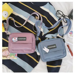 Bolso cruzado de lona estilo Harajuku japonés para mujer bolso bandolera informal de estudiante