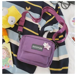 Bolso bandolera morado estilo Harajuku para chicas, lindo bolso informal de hombro.