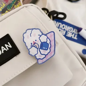 Bolso bandolera blanco estilo harajuku japonés bolso de lona con bonita pegatina de dibujos