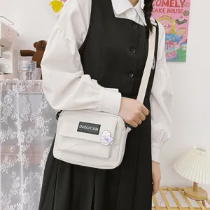 Bolso bandolera blanco estilo Harajuku japonés para mujer, lindo bolso informal de estudiante.