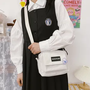 Bolso de hombro de lona lindo estilo Harajuku japonés para mujeres moda informal diaria
