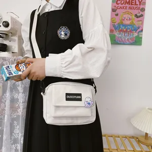 Bolso bandolera blanco de estilo Harajuku japonés bolso casual versátil de estudiante para mujer