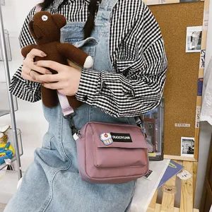 Bolso cruzado de lona informal para chicas elegante bolsa de estudiante diaria