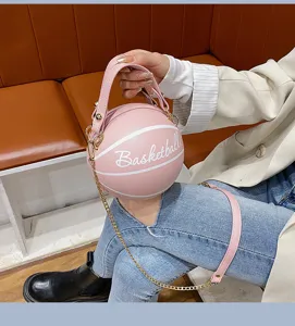 Damen rosa Basketball Form Handtasche kreative PU Leder Umhängetasche stilvoll modisch