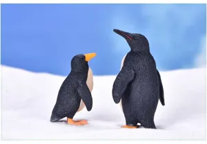 Gedetailleerd overzicht van gesimuleerde pinguïnfiguren, leuke PVC microlandschap oceaan decor.