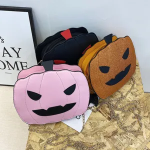 Halloween pumpkin crossbody bag cute PU leather shoulder bag for women daily party use