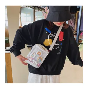 Bolso ita transparente de estilo chica suave japonesa con ventana para pines anime