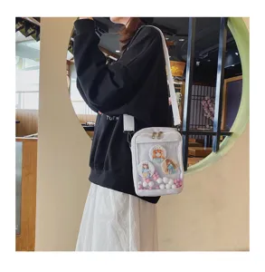 Bolso ita transparente de estilo japonés bolso cruzado lindo exhibición de pines anime