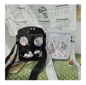 Bolso cruzado transparente estilo japonés Ita Bag con insignias de anime lindas para estudiantes.