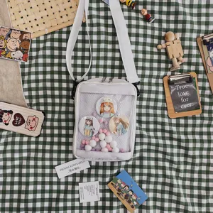 Bolso cruzado ita bag transparente con ventana bonitos pines anime bolsa blanca hombro