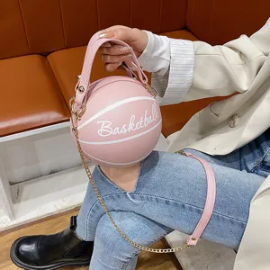 Stylische rosa Basketball Form Umhängetasche Damen kreative PU Leder Handtasche Neu