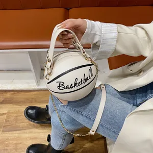 Kreative Basketball Form Umhängetasche für Damen, stilvolle PU Leder Schultertasche.