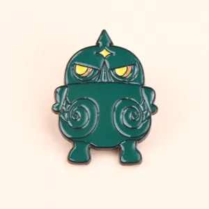Broche en métal bronze chouette dynastie Shang badge émail alliage vert accessoire