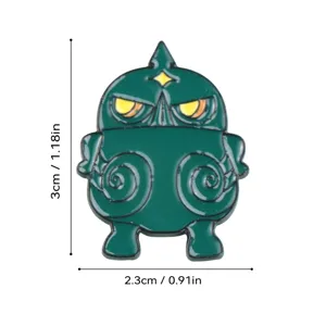 Broche en alliage style vaisseau en bronze hibou de la dynastie Shang, badge émaillé vert vintage.