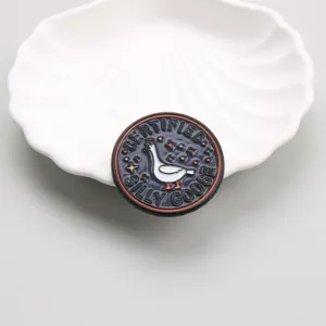 Cute enamel pin badge with a funny silly goose design for clothing and bags now.