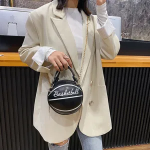 Einzigartige Basketball Form Umhängetasche stylische schwarze runde Damentasche neu