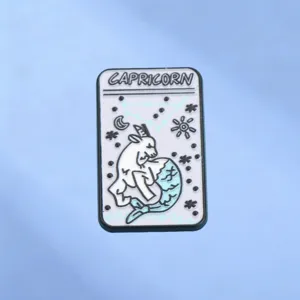 Alloy Brooch Tarot Card Capricorn Constellation Badge Mysterious Style Baked Paint Geometric Pin For Clothes Bag Decor Unisex Gift Jewelry