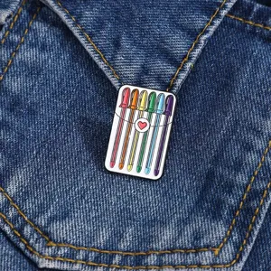 Rainbow pen enamel pin artistic stationery metal badge cute backpack clothes clothing accessory