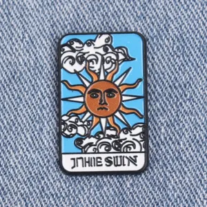 Vintage tarot sun enamel pin badge for clothing bags unique retro lapel jewelry accessory