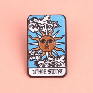 Retro tarot sun enamel pin aesthetic metal brooch badge clothing bag accessories gift wholesale