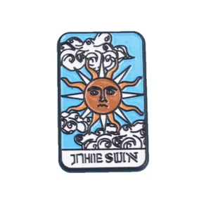 Vintage tarot sun enamel pin badge, retro metal brooch for clothing bags accessories