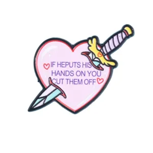 Cute heart dagger enamel pin badge fashion clothing accessory metal brooch jewelry gift item