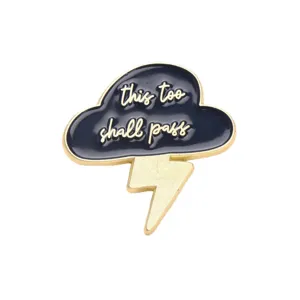 Cute cloud lightning enamel brooch pin with inspirational quotes, perfect for bags and coats decoration.