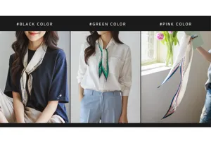 Vista detalle estilo coreano delgado largo cinta pelo estampado letras bufanda estrecha mujer