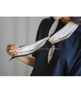 Bufanda larga y delgada de moda otoño invierno coreana elegante estampado de letras pañuelo